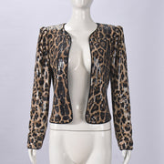 Leopard Print Sequin Long Sleeve Coats GFRT 51944TBD