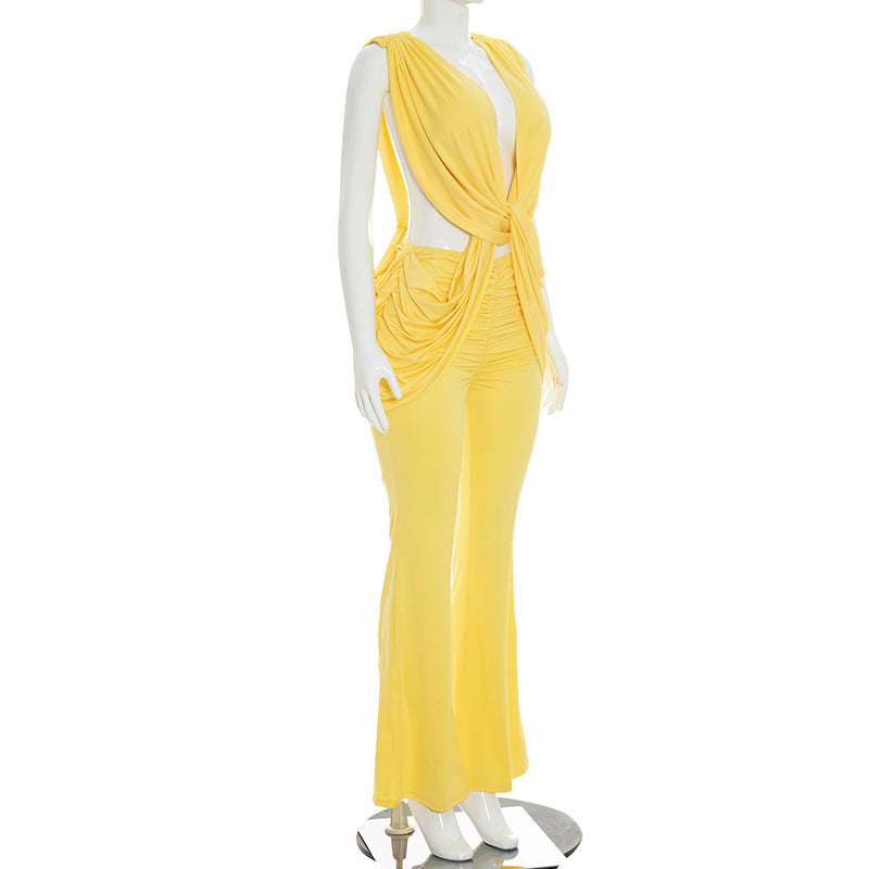Solid Color Sleeveless Jumpsuit GSZM J26JP194