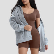 Solid Color Short Sleeve Shapewear Romper GMDI 32197