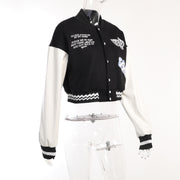 Contrast Color Print Baseball Jacket FL 23439