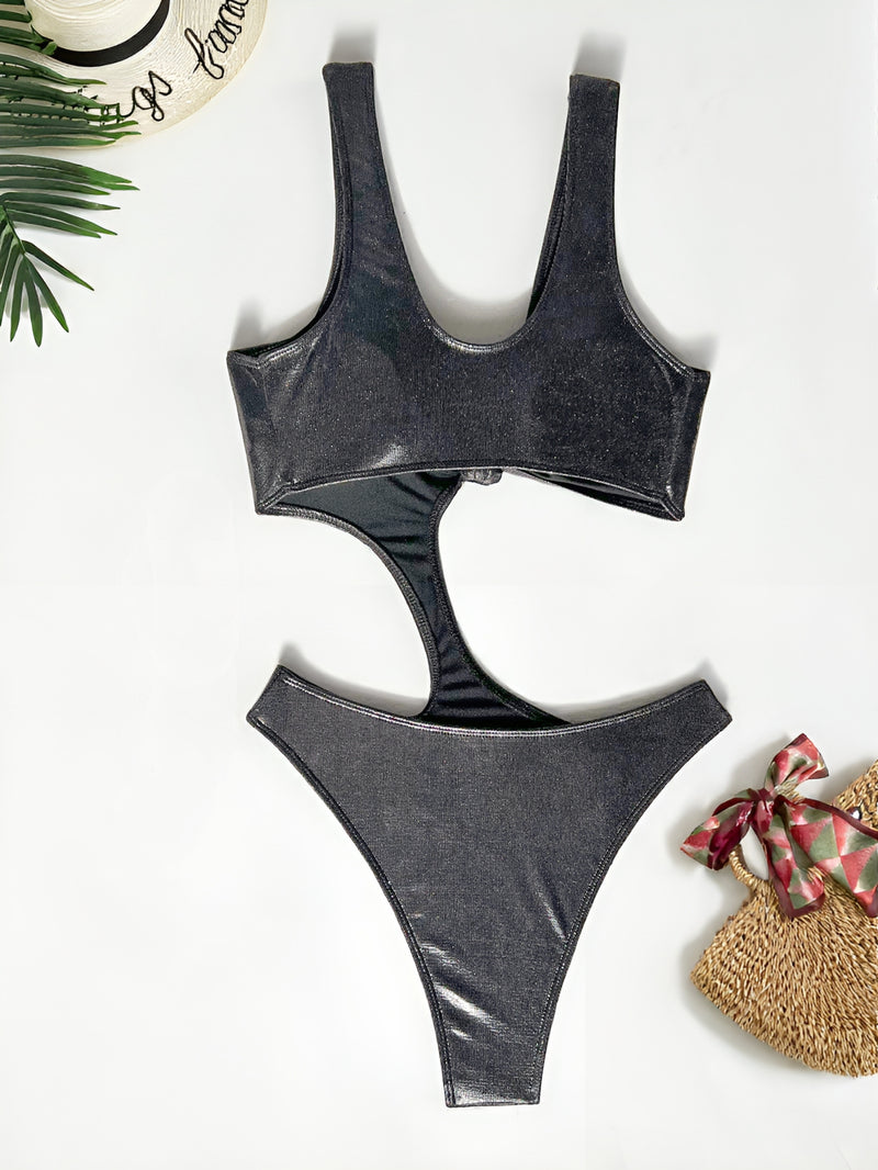 Backless Solid Color One Piece Swimsuit CASF 6784