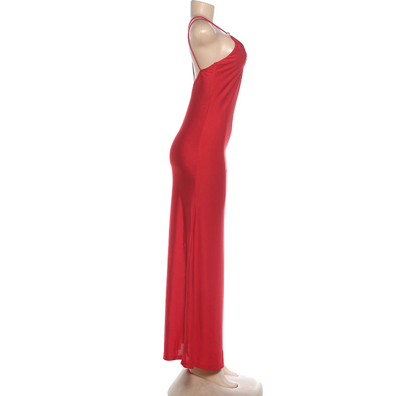 V Neck Backless Split Maxi Dress DLSF K6D14901A