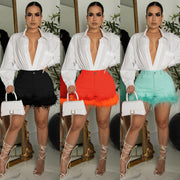 Sexy Feather Patchwork Skinny Shorts MA Y506