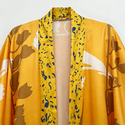 Plus Size Retro Floral Printed Satin Sleeping Robe Coat QMZF 1876