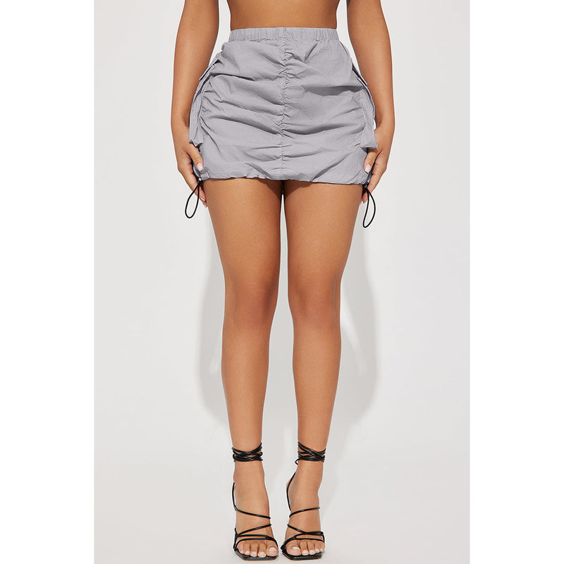 Solid Drawstring Pleated Sport Skirts ASL 6670