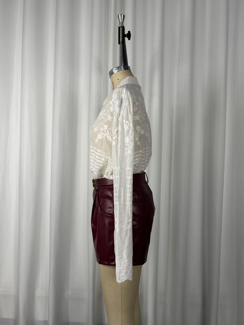 PU Leather Belt Shorts GWDS 260405