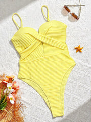 Hollow Out Solid Color One Piece Swimsuit CSYZ D852R