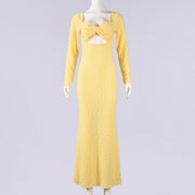 Long Sleeve Hollow Out Maxi Dress GNZD 32720DBY
