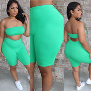 Casual Tube Top Shorts Two Piece Set TR 1028