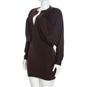 Long Sleeve Zipper Solid Color Mini Dress GSZM C26DS314