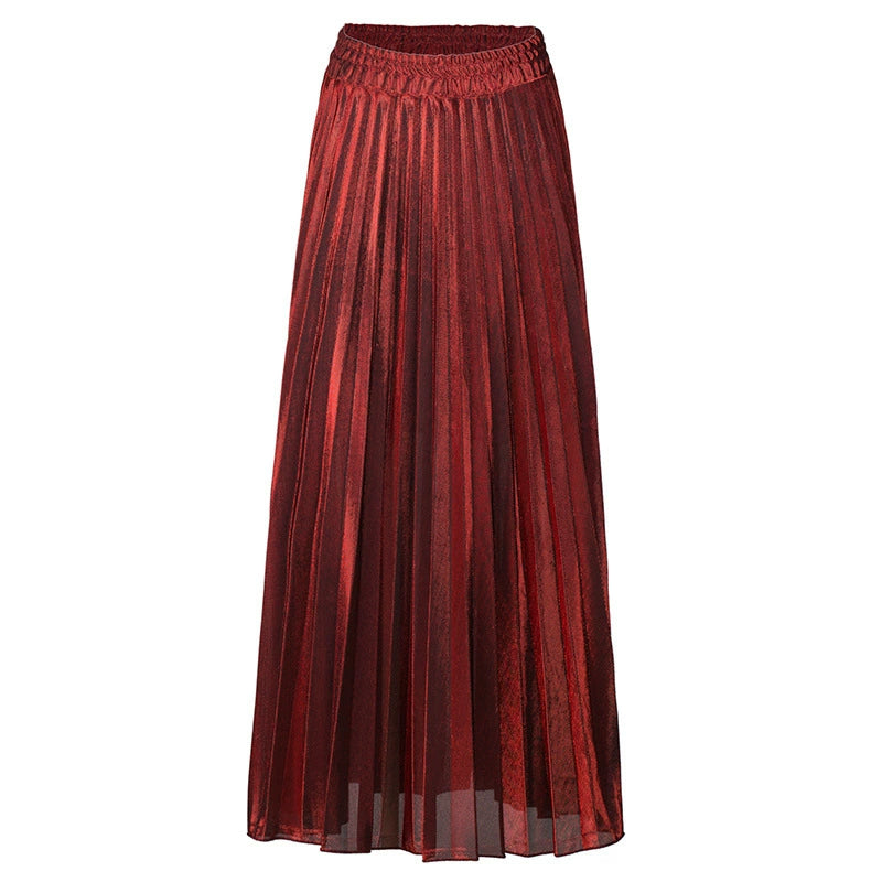 High Waist Pleated Long Skirt GXRF Y30