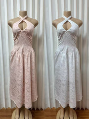 Halterneck Hollow Out Backless Maxi Dress GADE 9162