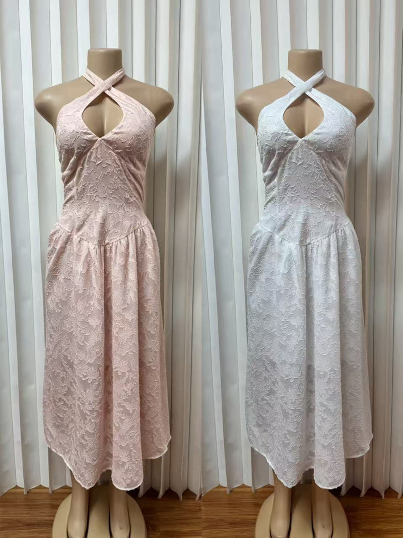 Halterneck Hollow Out Backless Maxi Dress GADE 9162