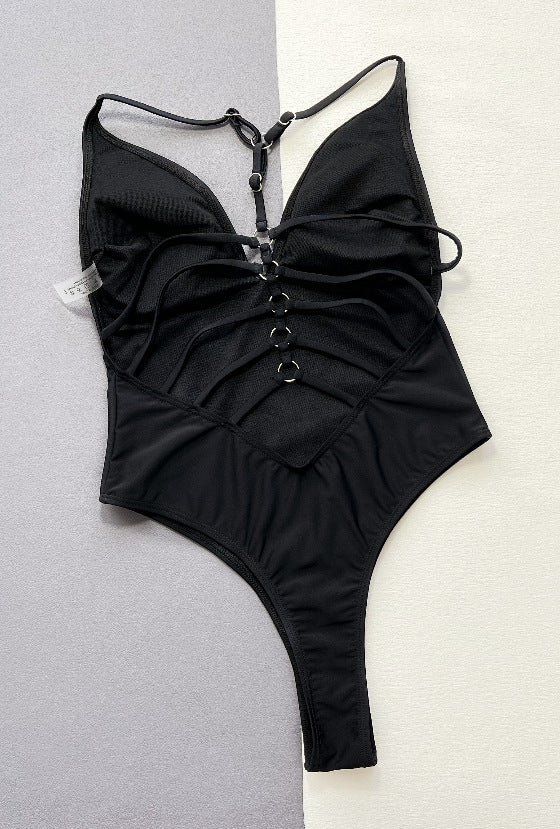 Sexy Hollow Out Solid One Piece Swimsuit CSYZ D339WY