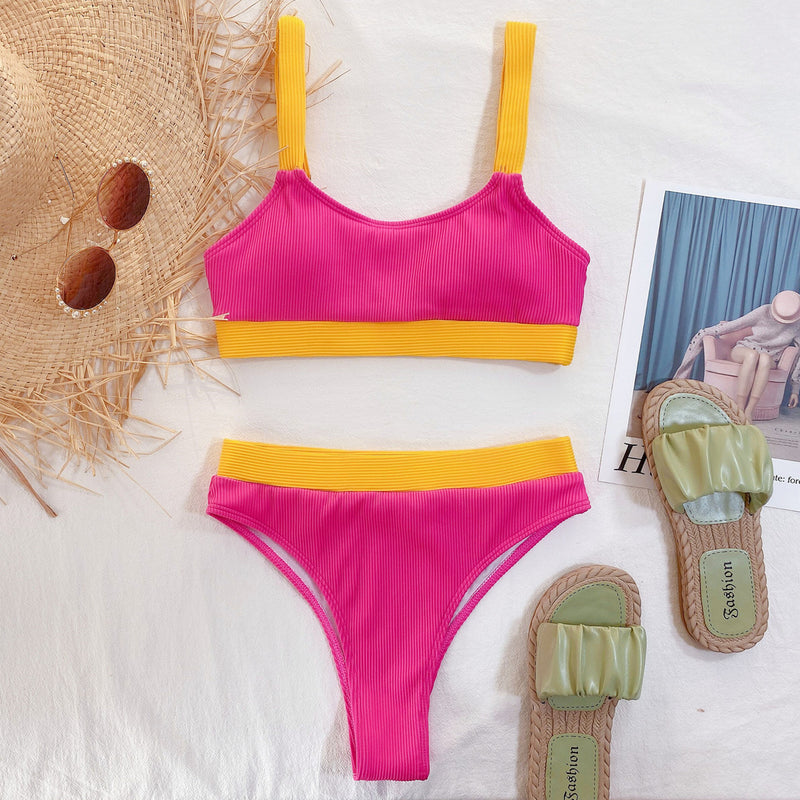 Color Block Sexy Swimsuit Tankini Two Piece Set CSYZ B169