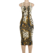 Fashion Printed Sling Maxi Dress DLSF K6D17454A