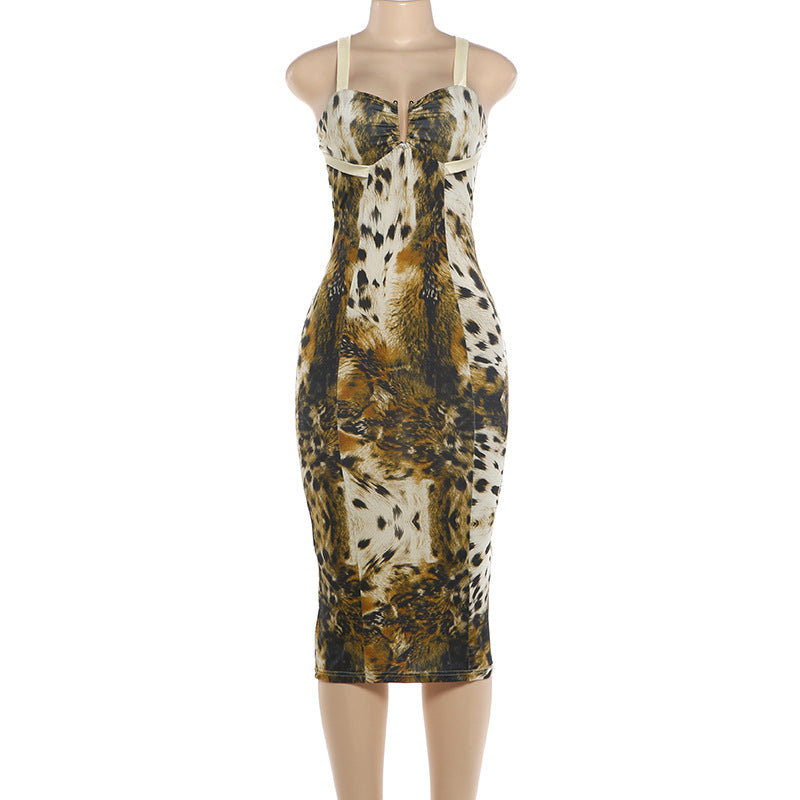 Fashion Printed Sling Maxi Dress DLSF K6D17454A
