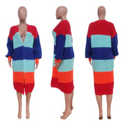 Casual Contrast Color Knits Cardigan Coat TR 1235