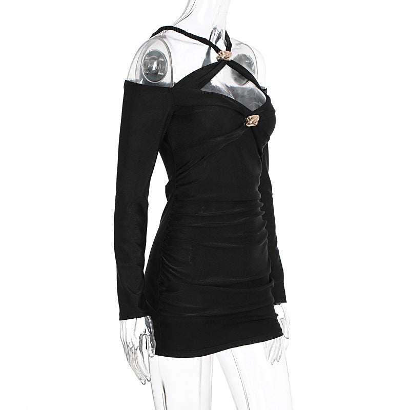 Long Sleeve Solid Color Mini Dress GWSD D1995105