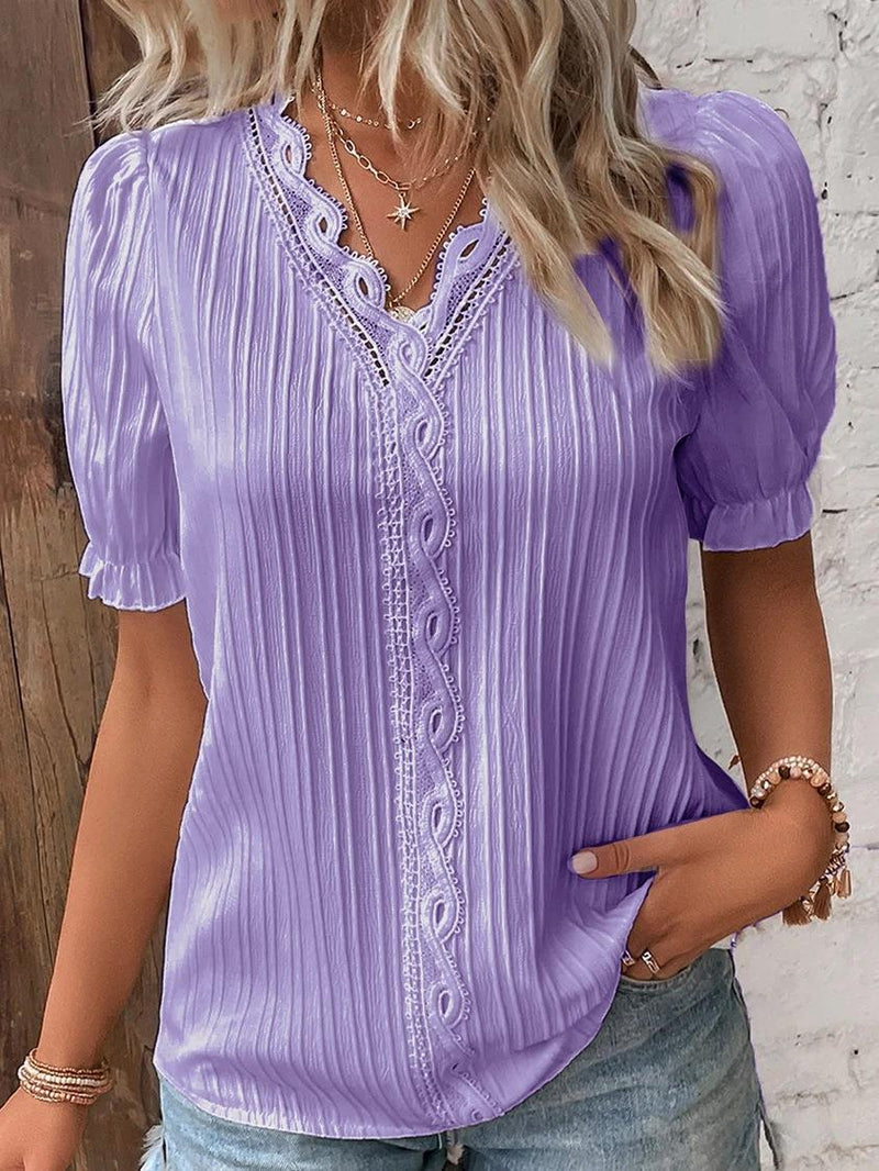 Plus Size Fashion Short Sleeve Blouses GSZE ST23053