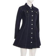 Single Breasted Long Sleeve Denim MIni Dress GPKJ MR42902