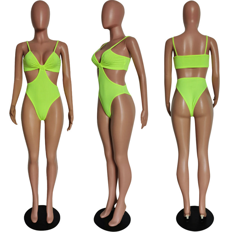 Sexy Solid Hollow Out One Piece Swimsuit HMS 5445