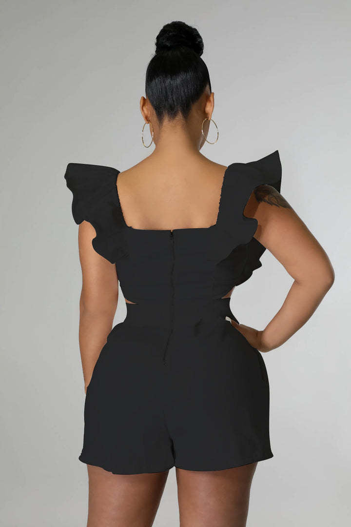 Plus Size One Shoulder Solid Color Romper GHXF HX0206