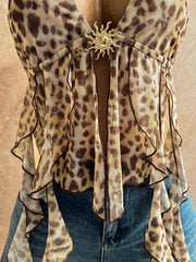 Leopard Print Backless Mesh Irregular Tank Top GXIY K26L2307