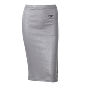 Metallic Color Patchwork Slim Split Skirt FL YL23477MH