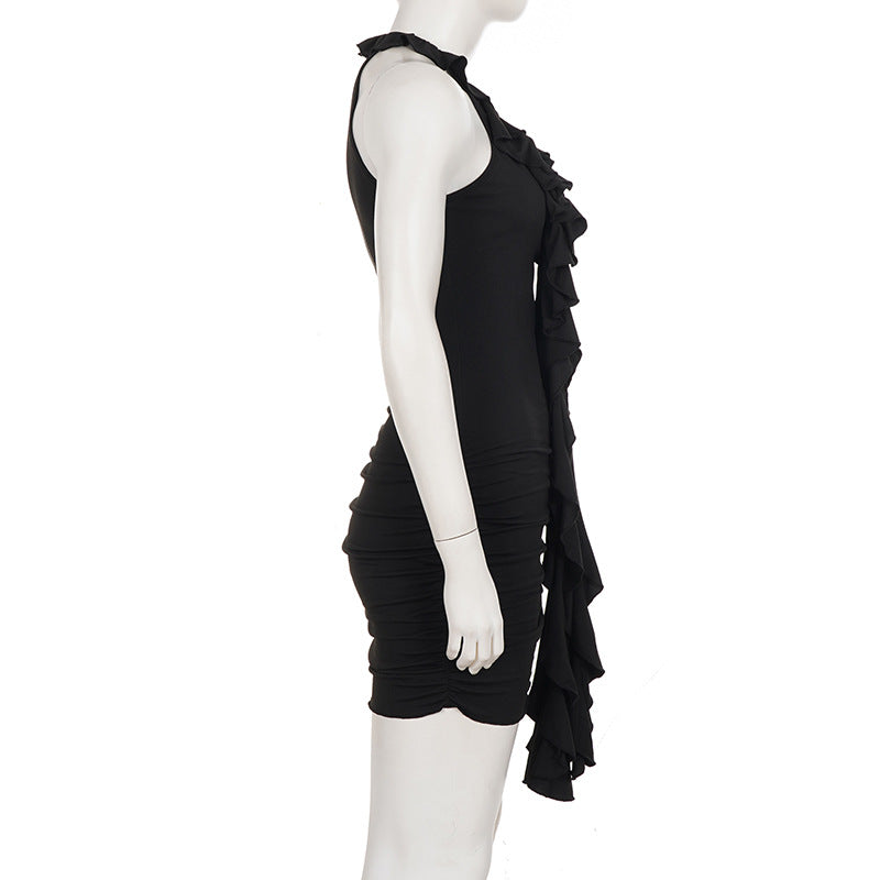 Sleeveless Ruffles Ruched Mini Dress GPKJ MR49728