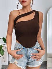 Singles Shoulder Irregular Hollow Tank Tops GYSQ CVDE1880