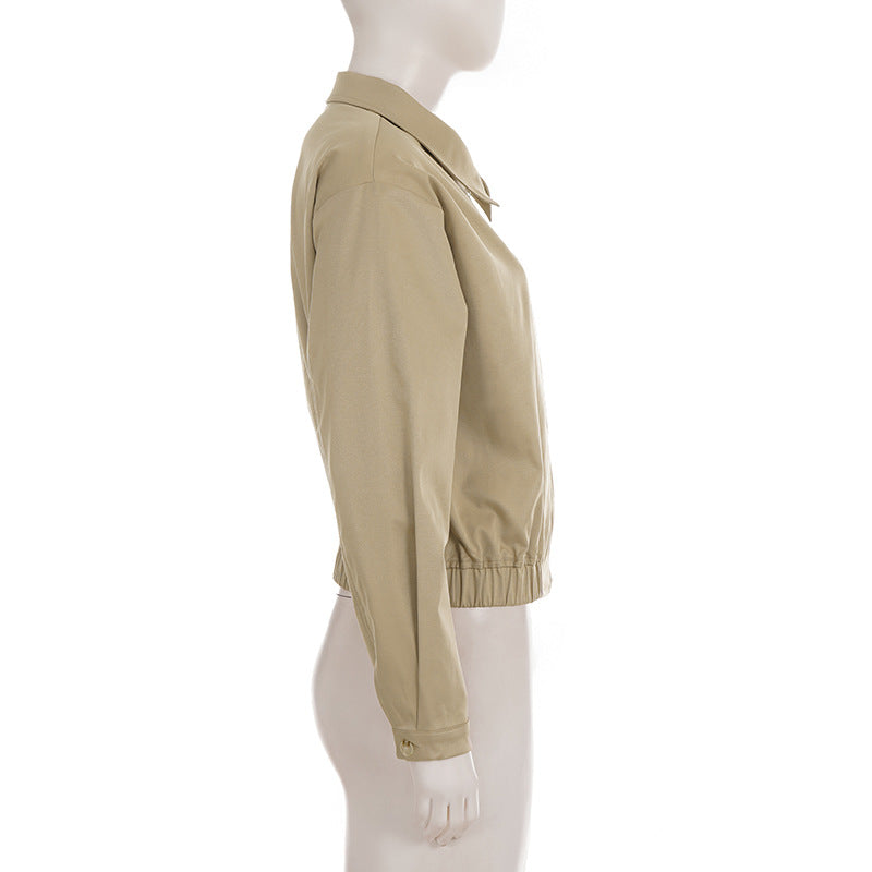 Lapel Neck Zipper Long Sleeve Jackets GPKJ MR51635