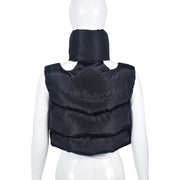 Zipper Sleeveless Cotton Filled Short Jacket GNZD 9511TD