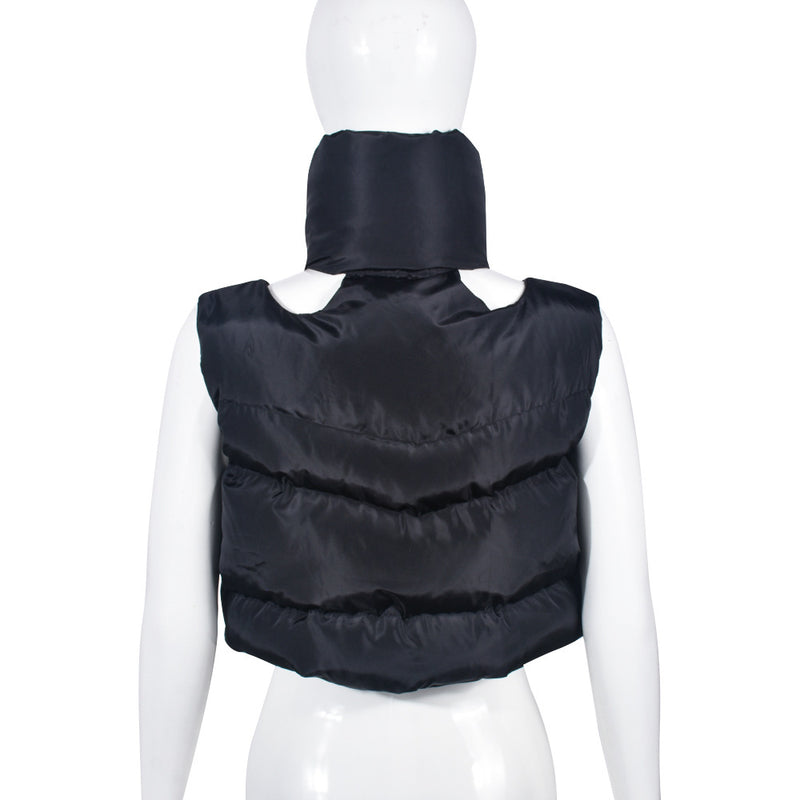 Zipper Sleeveless Cotton Filled Short Jacket GNZD 9511TD