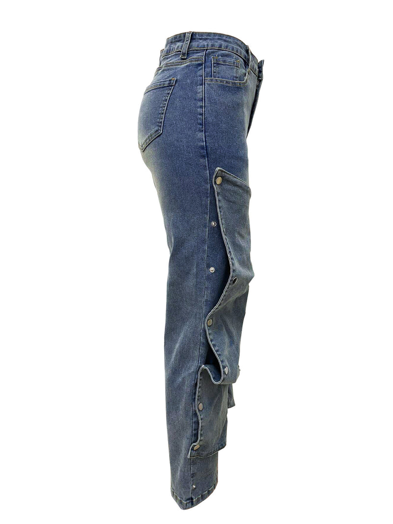 Removable Button Straight Jeans GXHF M81208