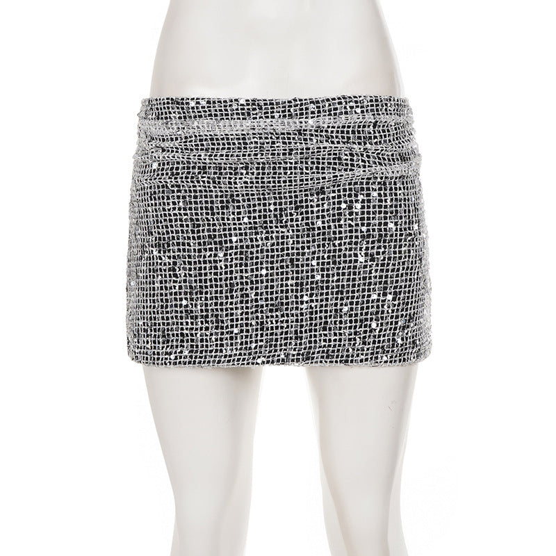Sequin Ruched Slim Mini Skirts GPKJ MR47638