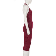 Hot Stamping Sequin Halterneck Backless Jumpsuit GPKJ MR50270