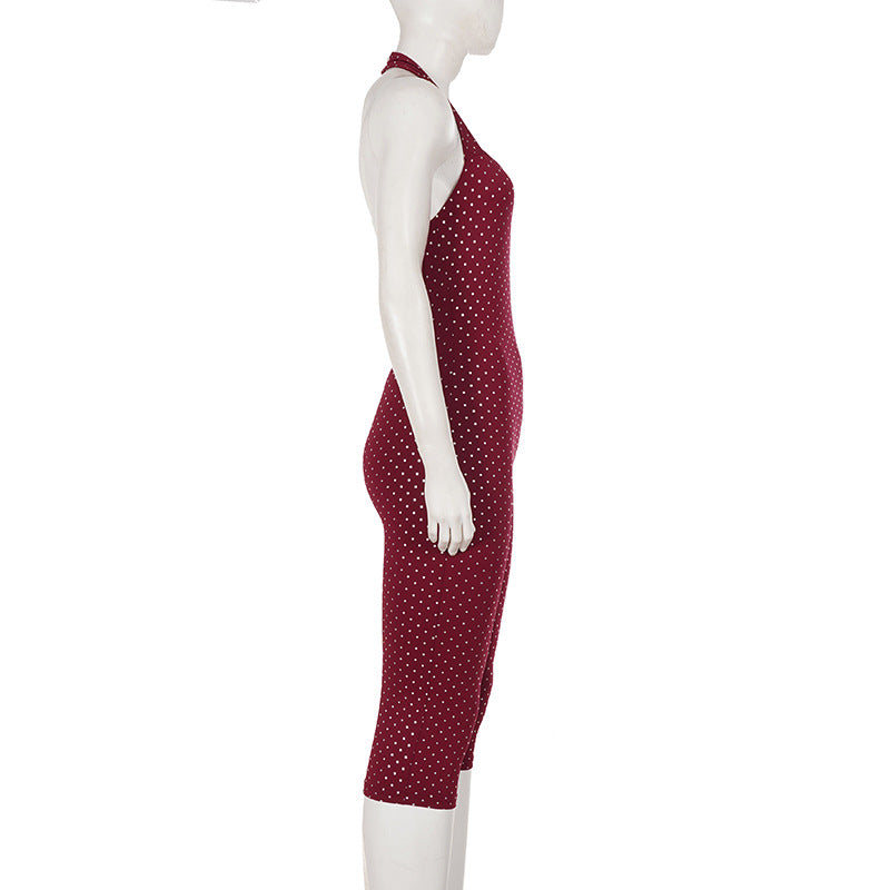 Hot Stamping Sequin Halterneck Backless Jumpsuit GPKJ MR50270