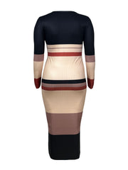 Plus Size Stripe Color Block Maxi Dress GAWE 6778