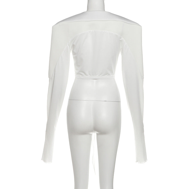 Wide Shoulder Long Sleeve Short Coat XEF K25C78071