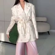 Plus Size Long Sleeve Print Tie Up Coats GHHE 29783