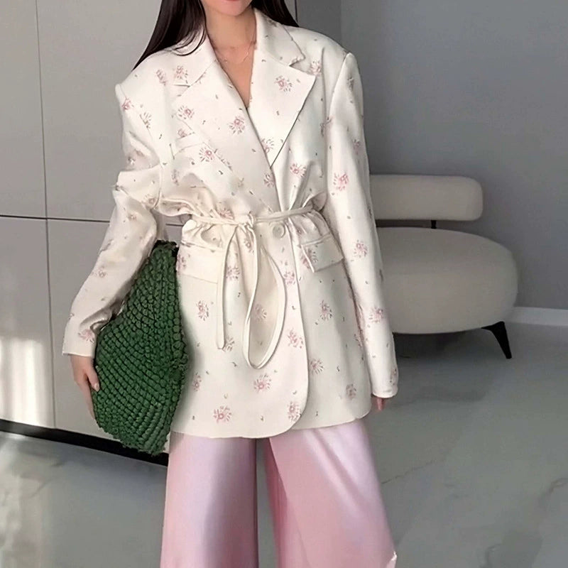 Plus Size Long Sleeve Print Tie Up Coats GHHE 29783