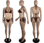Sexy Print Bikinis Swimsuit Smock Three Piece Set LSL LS6458