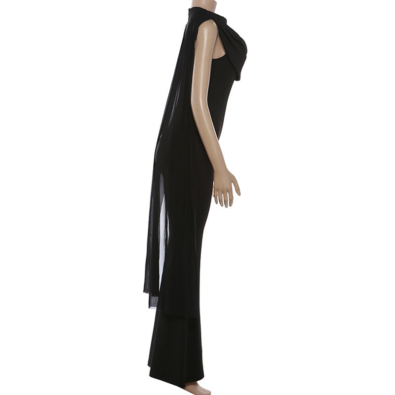 Mesh Sleeveless Ribbon Slim Jumpsuit GYME K25Q90612
