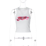 Letter Print Sleeveless Tank Tops GLAG T5A20439G