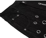 Plus Size Metal Ring Rivet Chain Jeans GYLN 9088