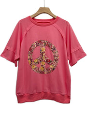 Plus Size Print Short Sleeve Loose T Shirt QMZF 18002