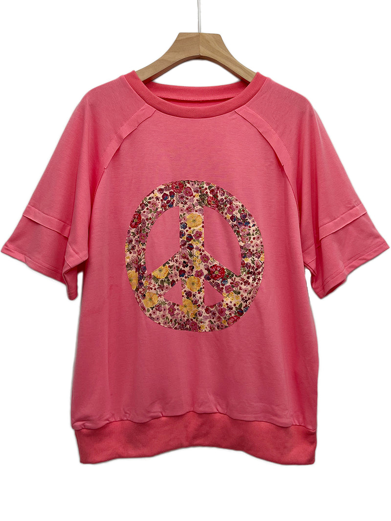 Plus Size Print Short Sleeve Loose T Shirt QMZF 18002