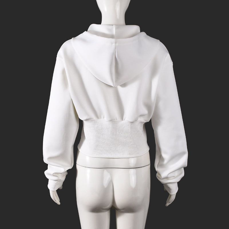 Solid Color Zipper Hooded Sweatshirt Coats GNZD 32694TBY