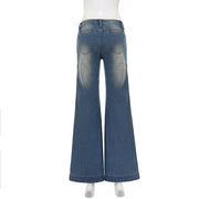 Floral Embroidery Micro Flare Jeans GPKJ MR49336